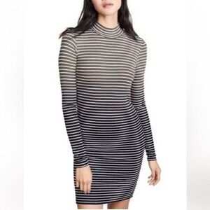 NWT ATM Anthony Thomas Melillo Striped Mini Dress Size XS Black Combo Dip Dye